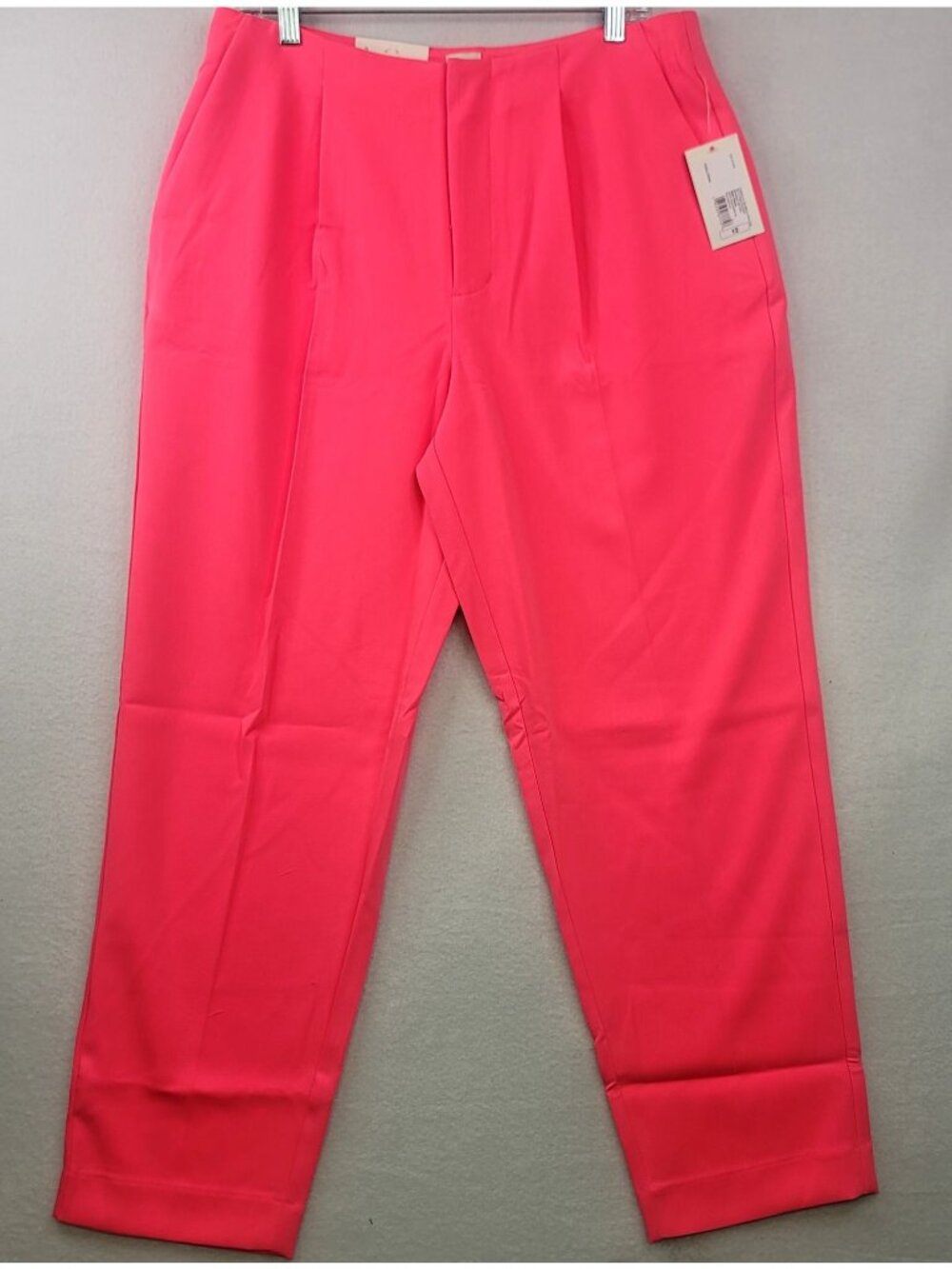 A New Day Tapered Leg High Rise Pants 12 Coral Vibrant Resort Preppy Rockabilly